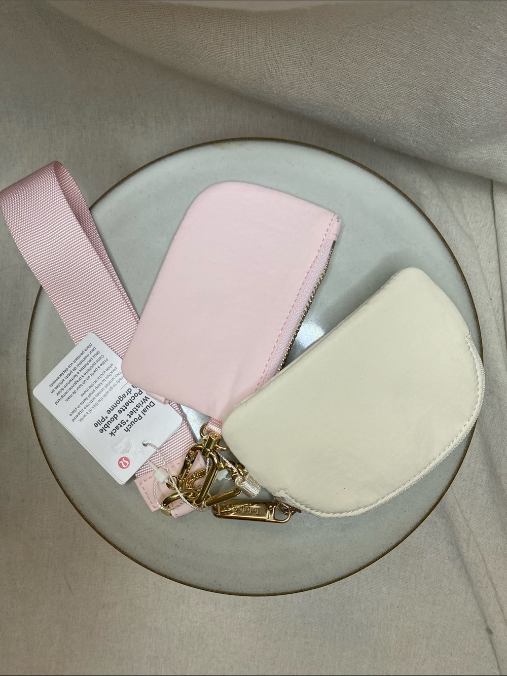 Lululemon athletica Pink and Cream Wristlet Pouch Set - Picture 2 of 3